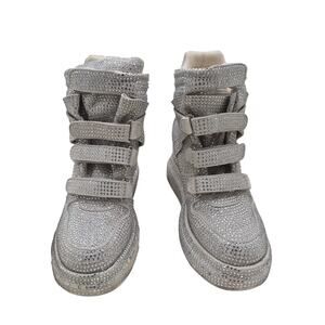 ZIGI Raelynn crystal-embellished wedge booties sneaker wedge heel silver SIZE 9